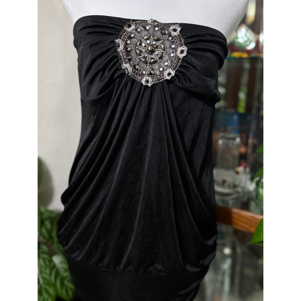 Y2k black strapless mini dress